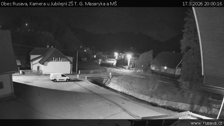 Obec Rusava - Kamera u Jubilejní ZŠ T. G. Masaryka a MŠ - 17.3.2026 v 20:00