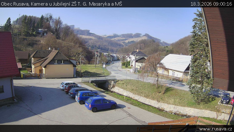 Obec Rusava - Kamera u Jubilejní ZŠ T. G. Masaryka a MŠ - 18.3.2026 v 09:00
