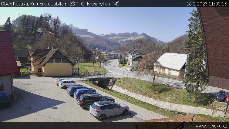 Obec Rusava - Kamera u Jubilejní ZŠ T. G. Masaryka a MŠ - 18.3.2026 v 11:00