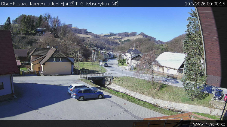 Obec Rusava - Kamera u Jubilejní ZŠ T. G. Masaryka a MŠ - 19.3.2026 v 09:00