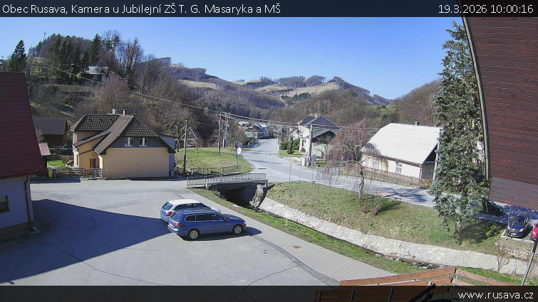 Obec Rusava - Kamera u Jubilejní ZŠ T. G. Masaryka a MŠ - 19.3.2026 v 10:00