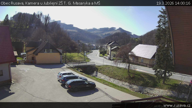 Obec Rusava - Kamera u Jubilejní ZŠ T. G. Masaryka a MŠ - 19.3.2026 v 14:00