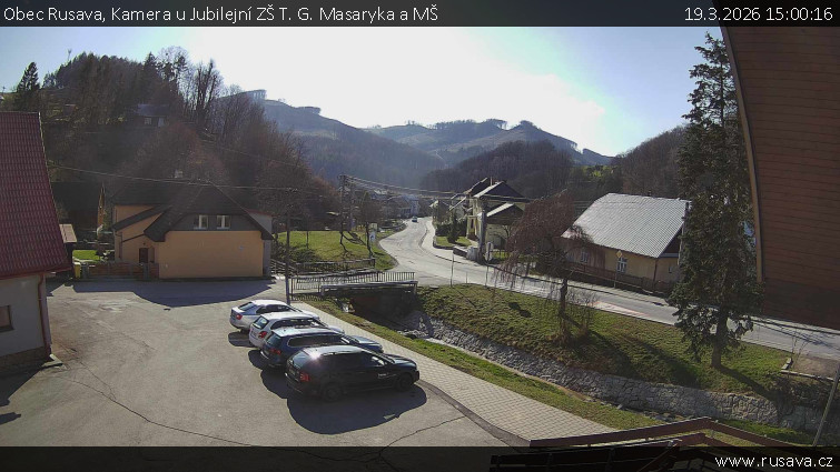 Obec Rusava - Kamera u Jubilejní ZŠ T. G. Masaryka a MŠ - 19.3.2026 v 15:00
