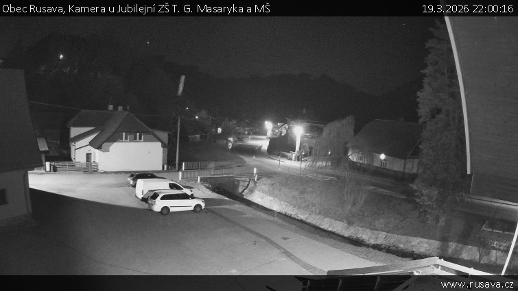 Obec Rusava - Kamera u Jubilejní ZŠ T. G. Masaryka a MŠ - 19.3.2026 v 22:00