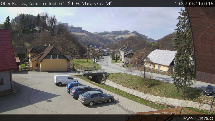 Obec Rusava - Kamera u Jubilejní ZŠ T. G. Masaryka a MŠ - 20.3.2026 v 11:00