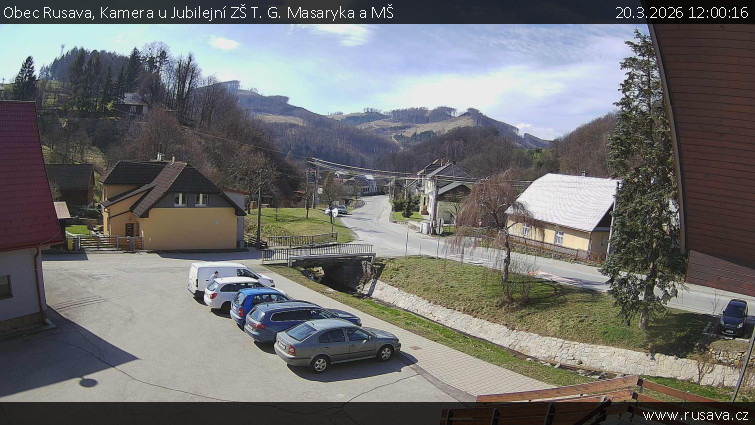 Obec Rusava - Kamera u Jubilejní ZŠ T. G. Masaryka a MŠ - 20.3.2026 v 12:00