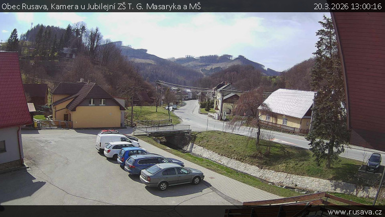 Obec Rusava - Kamera u Jubilejní ZŠ T. G. Masaryka a MŠ - 20.3.2026 v 13:00