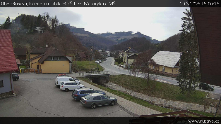Obec Rusava - Kamera u Jubilejní ZŠ T. G. Masaryka a MŠ - 20.3.2026 v 15:00