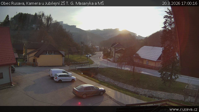 Obec Rusava - Kamera u Jubilejní ZŠ T. G. Masaryka a MŠ - 20.3.2026 v 17:00