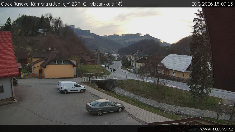 Obec Rusava - Kamera u Jubilejní ZŠ T. G. Masaryka a MŠ - 20.3.2026 v 18:00
