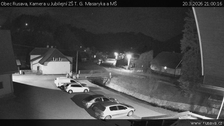 Obec Rusava - Kamera u Jubilejní ZŠ T. G. Masaryka a MŠ - 20.3.2026 v 21:00