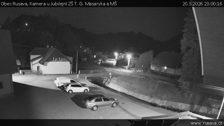 Obec Rusava - Kamera u Jubilejní ZŠ T. G. Masaryka a MŠ - 20.3.2026 v 23:00