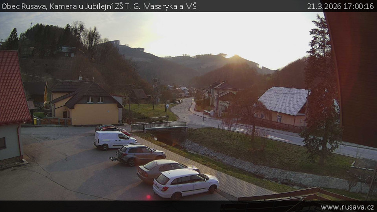 Obec Rusava - Kamera u Jubilejní ZŠ T. G. Masaryka a MŠ - 21.3.2026 v 17:00