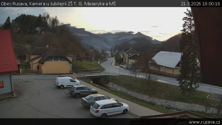 Obec Rusava - Kamera u Jubilejní ZŠ T. G. Masaryka a MŠ - 21.3.2026 v 18:00