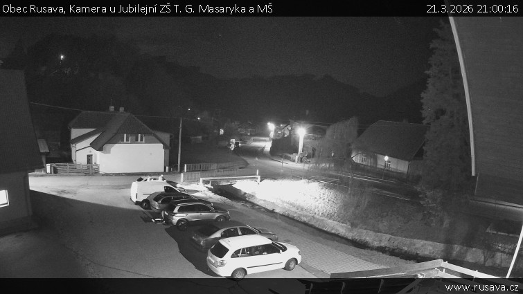 Obec Rusava - Kamera u Jubilejní ZŠ T. G. Masaryka a MŠ - 21.3.2026 v 21:00