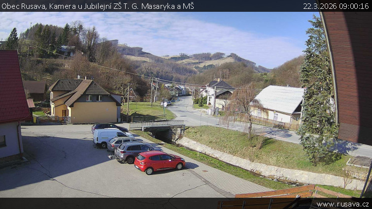Obec Rusava - Kamera u Jubilejní ZŠ T. G. Masaryka a MŠ - 22.3.2026 v 09:00