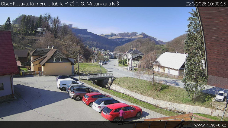 Obec Rusava - Kamera u Jubilejní ZŠ T. G. Masaryka a MŠ - 22.3.2026 v 10:00