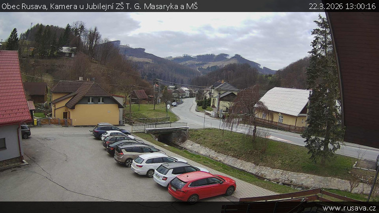 Obec Rusava - Kamera u Jubilejní ZŠ T. G. Masaryka a MŠ - 22.3.2026 v 13:00