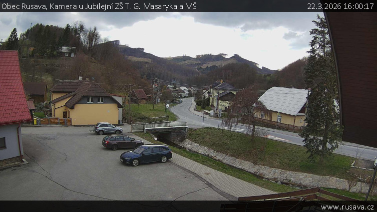 Obec Rusava - Kamera u Jubilejní ZŠ T. G. Masaryka a MŠ - 22.3.2026 v 16:00