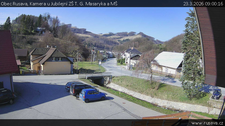 Obec Rusava - Kamera u Jubilejní ZŠ T. G. Masaryka a MŠ - 23.3.2026 v 09:00