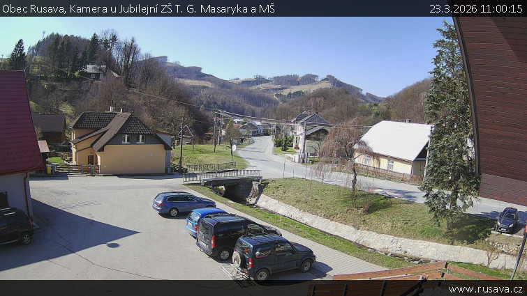 Obec Rusava - Kamera u Jubilejní ZŠ T. G. Masaryka a MŠ - 23.3.2026 v 11:00