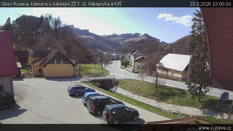 Obec Rusava - Kamera u Jubilejní ZŠ T. G. Masaryka a MŠ - 23.3.2026 v 13:00