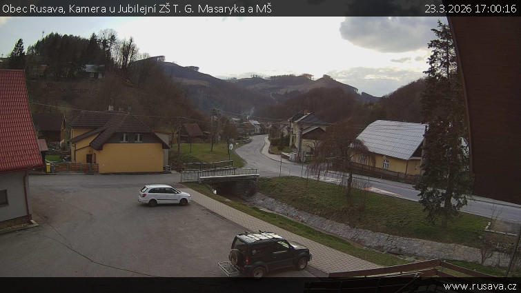Obec Rusava - Kamera u Jubilejní ZŠ T. G. Masaryka a MŠ - 23.3.2026 v 17:00