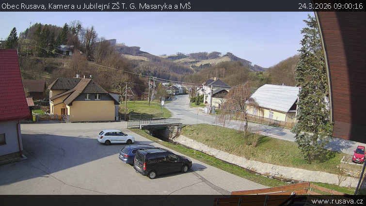 Obec Rusava - Kamera u Jubilejní ZŠ T. G. Masaryka a MŠ - 24.3.2026 v 09:00