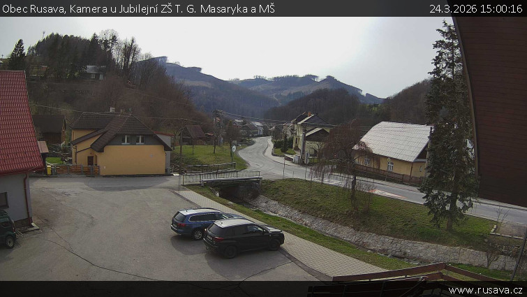 Obec Rusava - Kamera u Jubilejní ZŠ T. G. Masaryka a MŠ - 24.3.2026 v 15:00