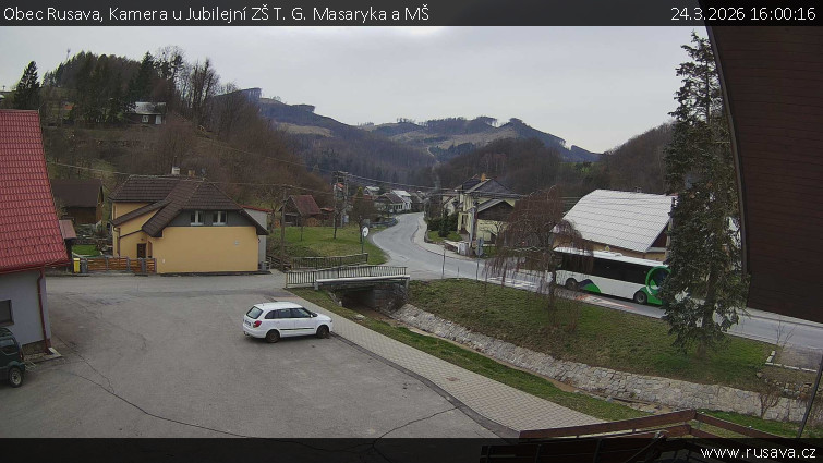 Obec Rusava - Kamera u Jubilejní ZŠ T. G. Masaryka a MŠ - 24.3.2026 v 16:00