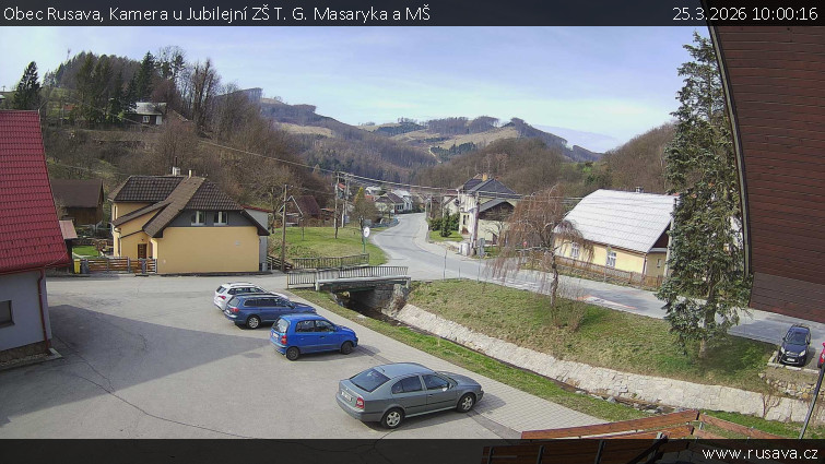 Obec Rusava - Kamera u Jubilejní ZŠ T. G. Masaryka a MŠ - 25.3.2026 v 10:00