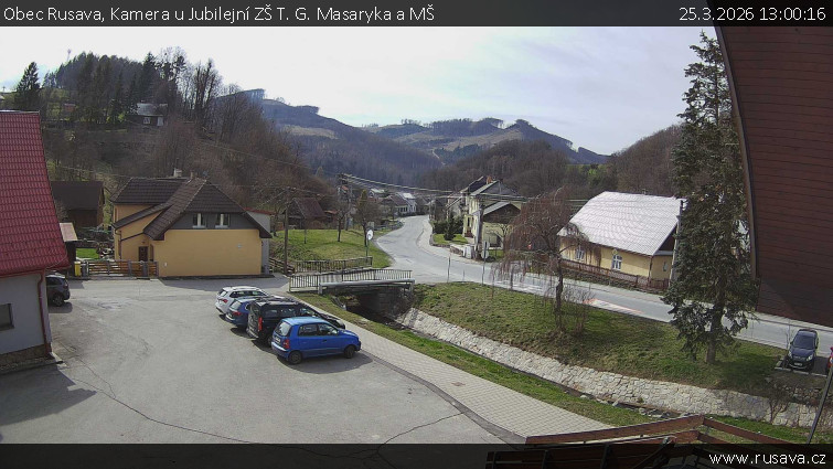 Obec Rusava - Kamera u Jubilejní ZŠ T. G. Masaryka a MŠ - 25.3.2026 v 13:00