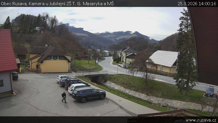 Obec Rusava - Kamera u Jubilejní ZŠ T. G. Masaryka a MŠ - 25.3.2026 v 14:00