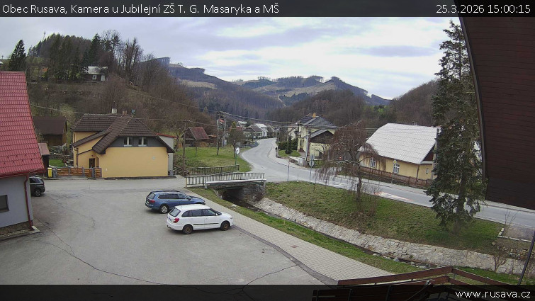 Obec Rusava - Kamera u Jubilejní ZŠ T. G. Masaryka a MŠ - 25.3.2026 v 15:00