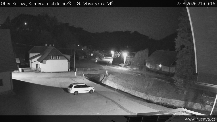 Obec Rusava - Kamera u Jubilejní ZŠ T. G. Masaryka a MŠ - 25.3.2026 v 21:00