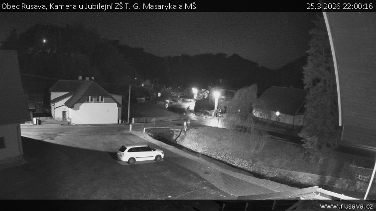 Obec Rusava - Kamera u Jubilejní ZŠ T. G. Masaryka a MŠ - 25.3.2026 v 22:00