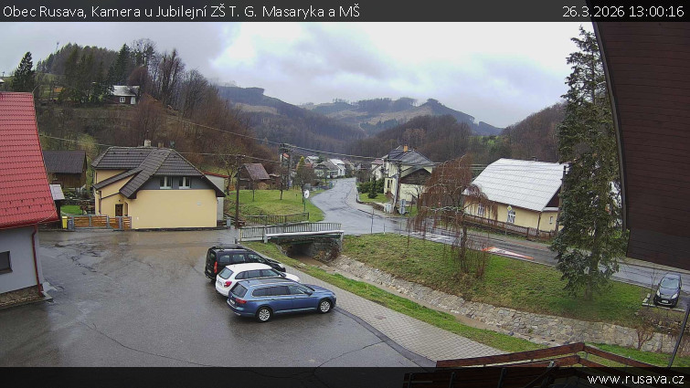 Obec Rusava - Kamera u Jubilejní ZŠ T. G. Masaryka a MŠ - 26.3.2026 v 13:00