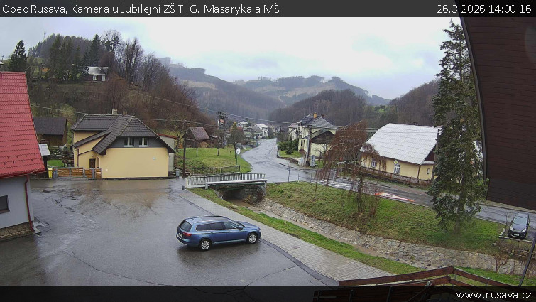 Obec Rusava - Kamera u Jubilejní ZŠ T. G. Masaryka a MŠ - 26.3.2026 v 14:00