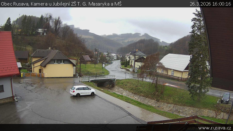 Obec Rusava - Kamera u Jubilejní ZŠ T. G. Masaryka a MŠ - 26.3.2026 v 16:00