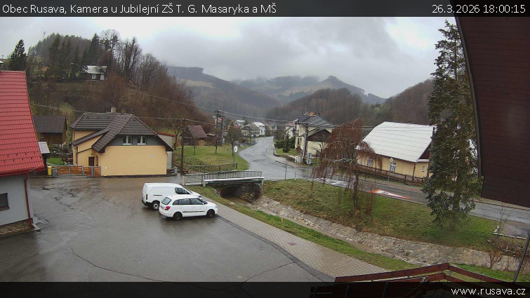 Obec Rusava - Kamera u Jubilejní ZŠ T. G. Masaryka a MŠ - 26.3.2026 v 18:00