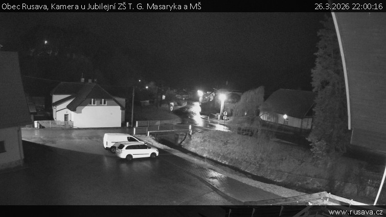 Obec Rusava - Kamera u Jubilejní ZŠ T. G. Masaryka a MŠ - 26.3.2026 v 22:00
