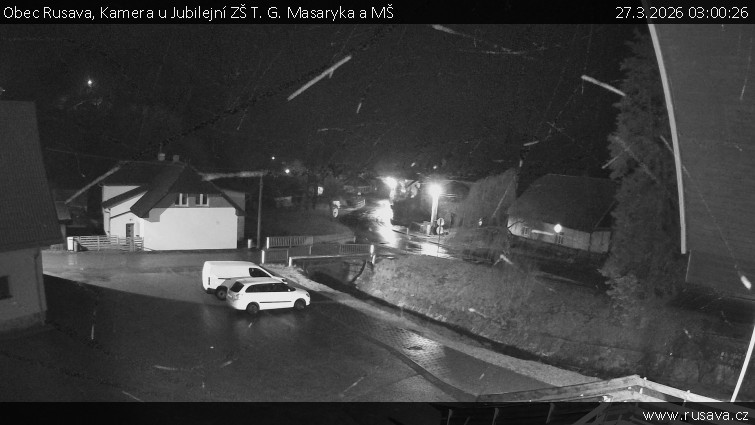 Obec Rusava - Kamera u Jubilejní ZŠ T. G. Masaryka a MŠ - 27.3.2026 v 03:00
