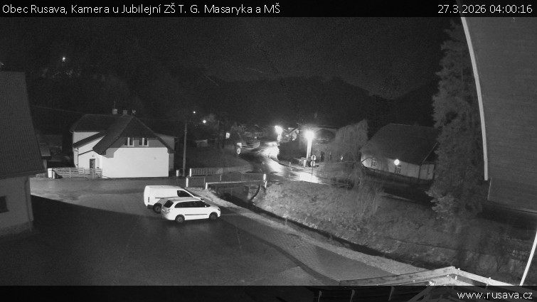 Obec Rusava - Kamera u Jubilejní ZŠ T. G. Masaryka a MŠ - 27.3.2026 v 04:00