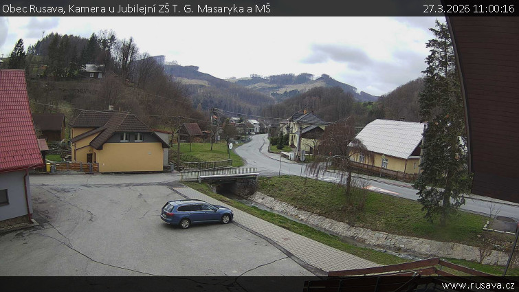 Obec Rusava - Kamera u Jubilejní ZŠ T. G. Masaryka a MŠ - 27.3.2026 v 11:00