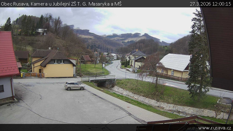 Obec Rusava - Kamera u Jubilejní ZŠ T. G. Masaryka a MŠ - 27.3.2026 v 12:00