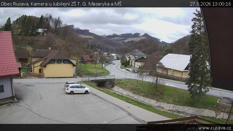 Obec Rusava - Kamera u Jubilejní ZŠ T. G. Masaryka a MŠ - 27.3.2026 v 13:00