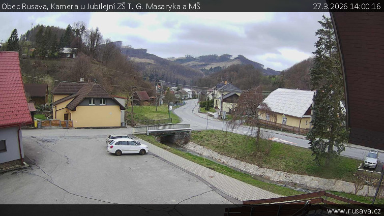 Obec Rusava - Kamera u Jubilejní ZŠ T. G. Masaryka a MŠ - 27.3.2026 v 14:00