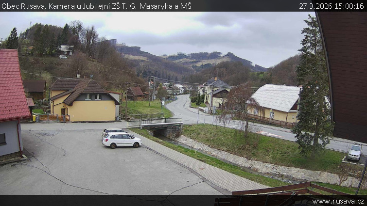 Obec Rusava - Kamera u Jubilejní ZŠ T. G. Masaryka a MŠ - 27.3.2026 v 15:00