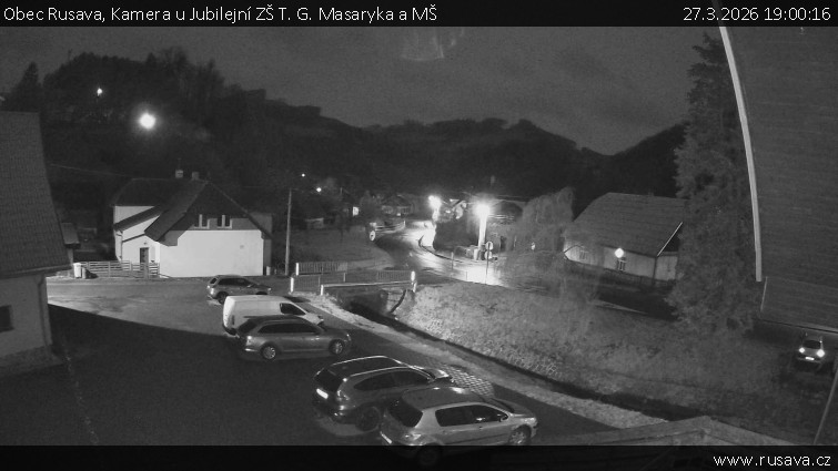 Obec Rusava - Kamera u Jubilejní ZŠ T. G. Masaryka a MŠ - 27.3.2026 v 19:00