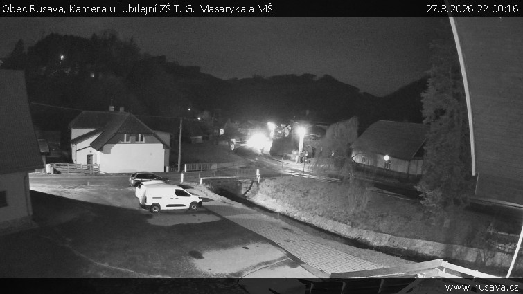 Obec Rusava - Kamera u Jubilejní ZŠ T. G. Masaryka a MŠ - 27.3.2026 v 22:00